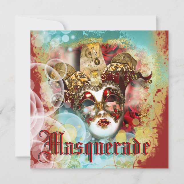 Mask masquerade venetian mardi gras party invitation (Front)