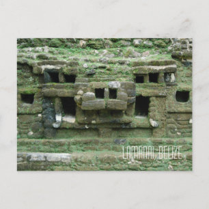 Mask of Mayan Jaguar Temple Lamanai Belize Postcard