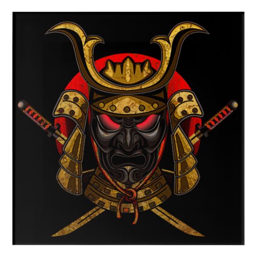 Mask of samurai Acrylic Wall Art
