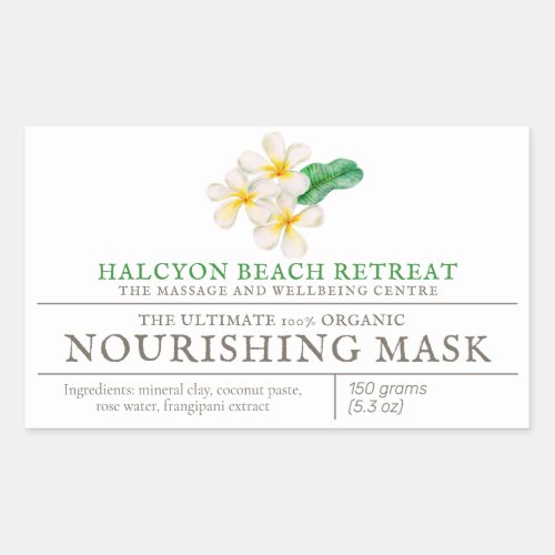 Mask or other beauty product frangipani art rectangular sticker