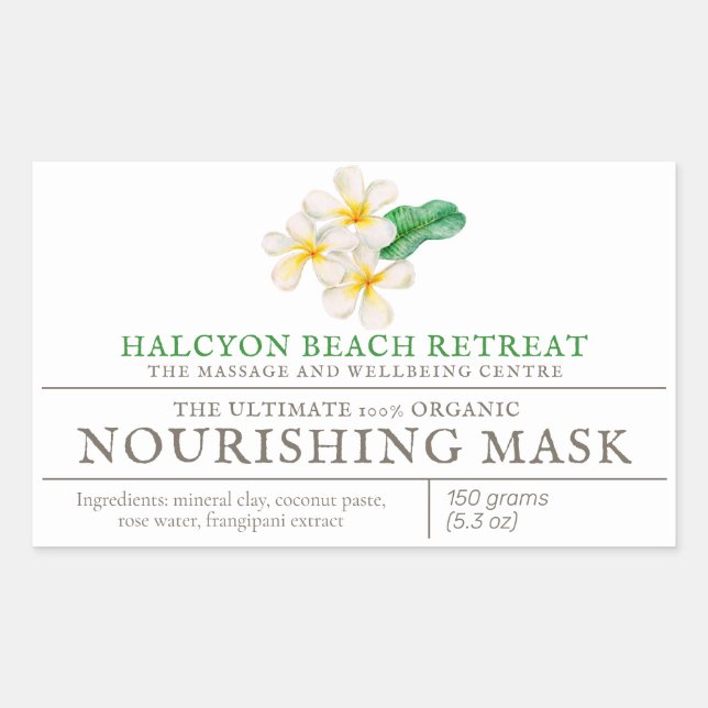 Mask or other beauty product frangipani art rectangular sticker (Front)