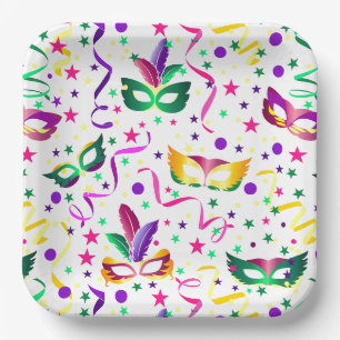Mask Paper Plates, Masquerade Party Tableware Plates