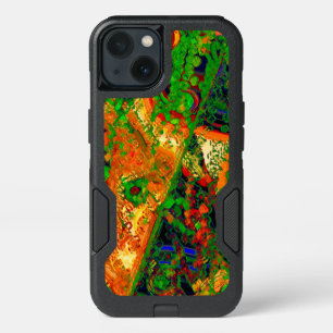 Mask party or carnival of paints, orange and green iPhone 13 case