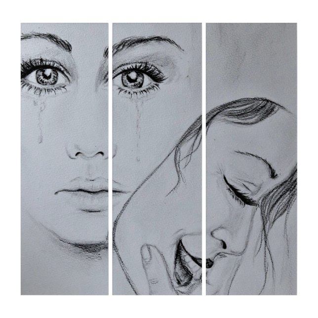 Mask - Pencil Drawing Triptych (Front)