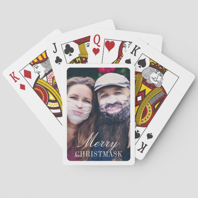 Mask Photo Christmas Playing Cards Personalized (Back)