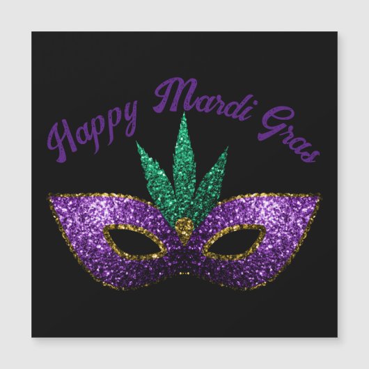 Mask Purple Green Sparkles Happy Mardi Gras (Front)