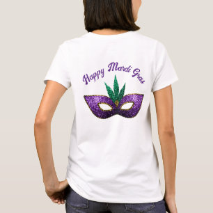 Mask Purple Green Sparkles Happy Mardi Gras 2 side T-Shirt