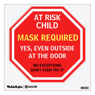 Mask Required Removable Stop Sign Door Window or Wall Decal