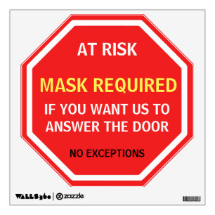 Mask Required Removable Stop Sign Door Window or Wall Decal