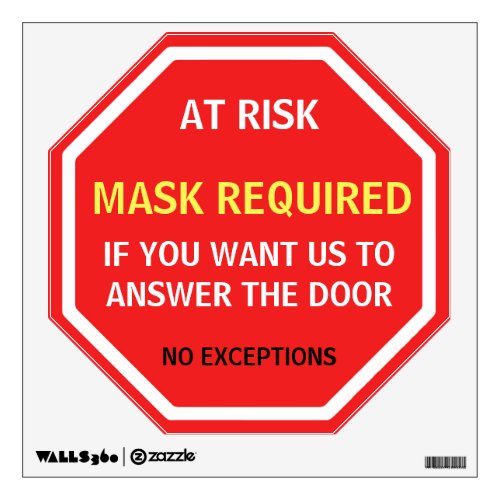 Mask Required Removable Stop Sign Door Window or   Wall Decal