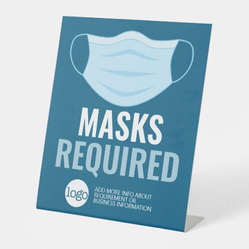 Mask Required with Drawing plus Additional Text Pedestal Sign