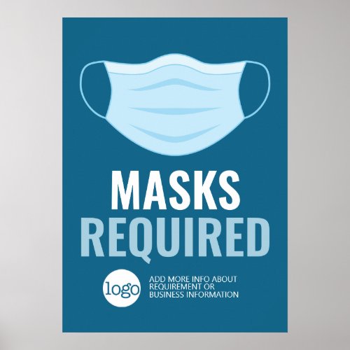 Mask Required with Drawing plus Additional Text Poster