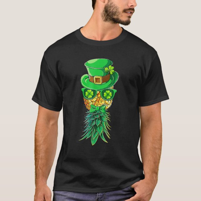 Mask Swinger Upside Down Pineapple St Patrick's Da T-Shirt (Front)
