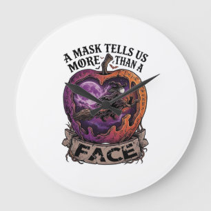 Mask Tells Us More Than Face Halloween Witch Apple Large Clock