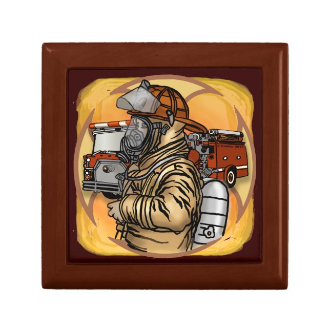 Mask Up Firefighter Keepsake Box (Front)
