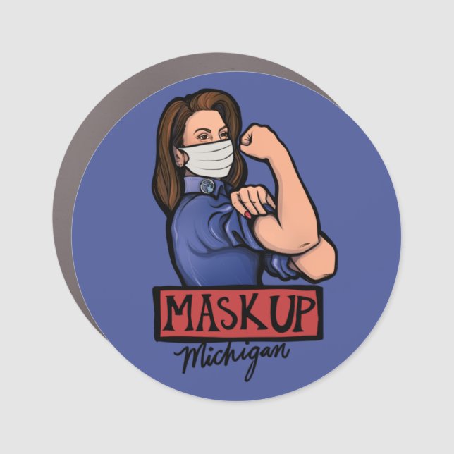 Mask up Michigan Gretchen Whitmer Car Magnet (Front)