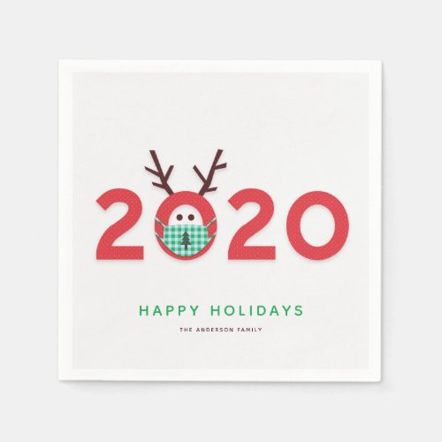 Mask Up Reindeer 2020 Holiday Humor Napkins