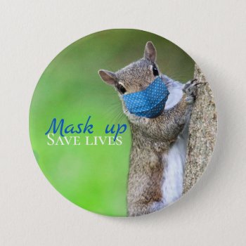 Mask Up Save Lives Button by Siberianmom at Zazzle