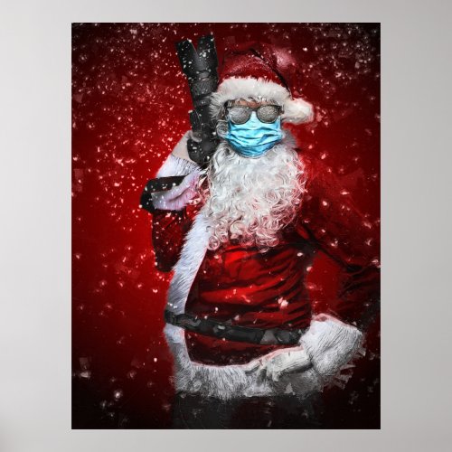 Mask Wearing Santa Claus for Christmas Poster