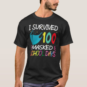 Masked 100 Days Of School  Teacher Student T-Shirt