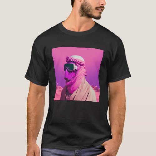Masked Arab in a Vaporwave Desert Retrowave style T_Shirt