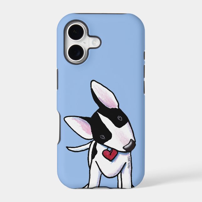 Masked Bully Terrier Blue Dots  iPhone Case (Back)