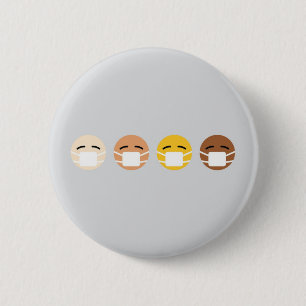 Masked Emoji Faces Mask Up COVID Button