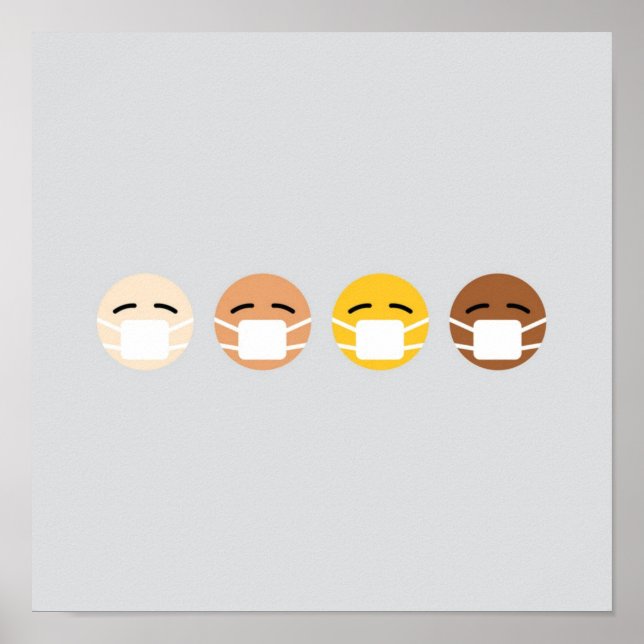 Masked Emoji Faces Mask Up COVID Poster (Front)