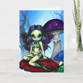 "Masked Fairy on the Mushrooms" Greeting Card