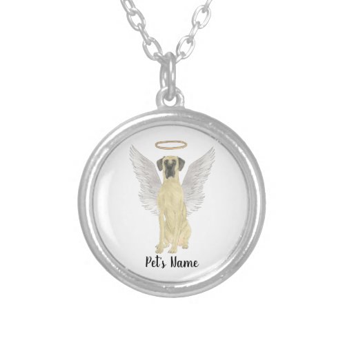 Masked Fawn Great Dane Sympathy Memorial Silver Plated Necklace