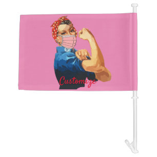 Masked Female Empowerment Thunder_Cove Car Flag