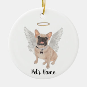 Masked French Bulldog Sympathy Memorial Ceramic Ornament