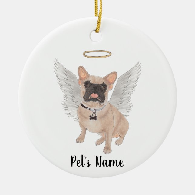 Masked French Bulldog Sympathy Memorial Ceramic Ornament (Front)