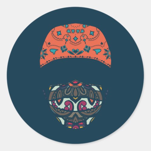 masked in paisley classic round sticker