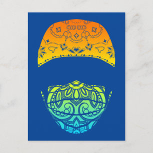 masked in paisley postcard