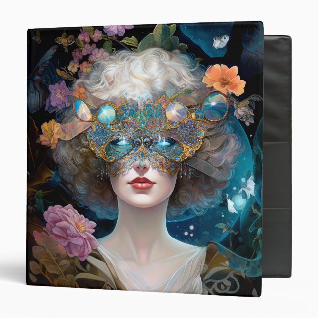 Masked Lady Fantasy Art 3 Ring Binder (Front/Inside)