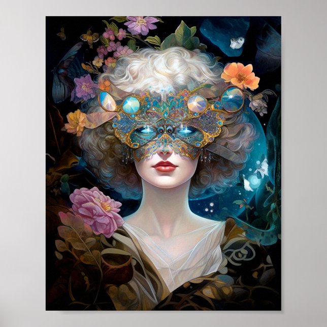 Masked Lady Fantasy Art Poster (Front)
