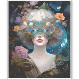 Masked Lady Fantasy Art Sticker