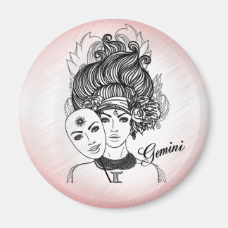 Masked Lady Gemini Zodiac Symbol and Sign Magnet
