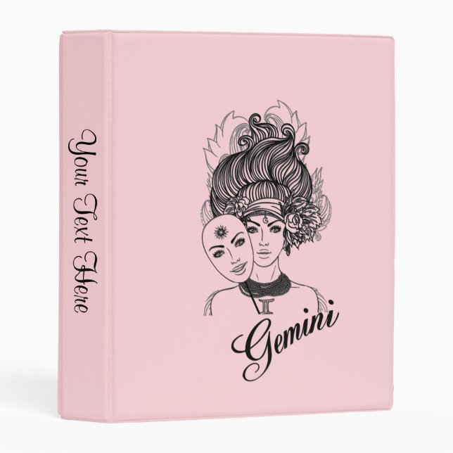 Masked Lady Gemini Zodiac Symbol and Sign Mini Binder (Front/Spine)