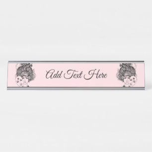 Masked Lady Theater Gemini Zodiac Symbol Desk Name Plate