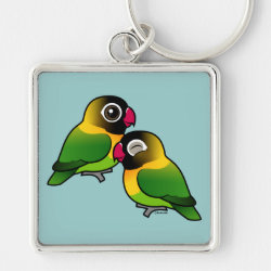 Masked Lovebird Adorable Pair Premium Square Keychain