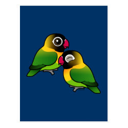 Masked Lovebird Adorable Pair Postcard