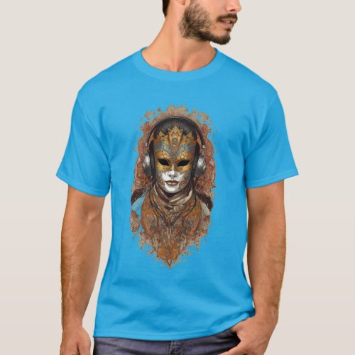 Masked Melodies Where Music and Mystery Converg T_Shirt