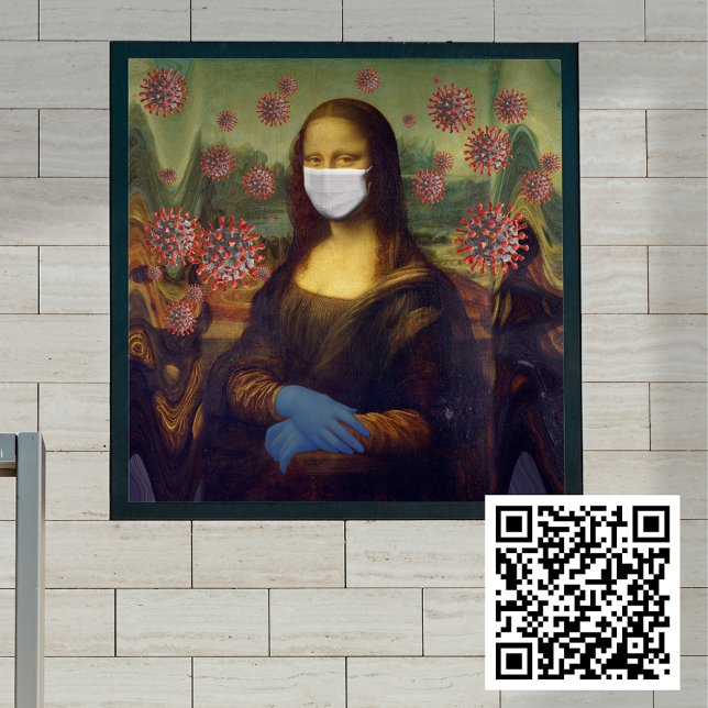 Masked Mona Lisa Playing Safe Around Coronavirus Poster (Masked Mona Lisa Playing Safe Around Coronavirus Poster)