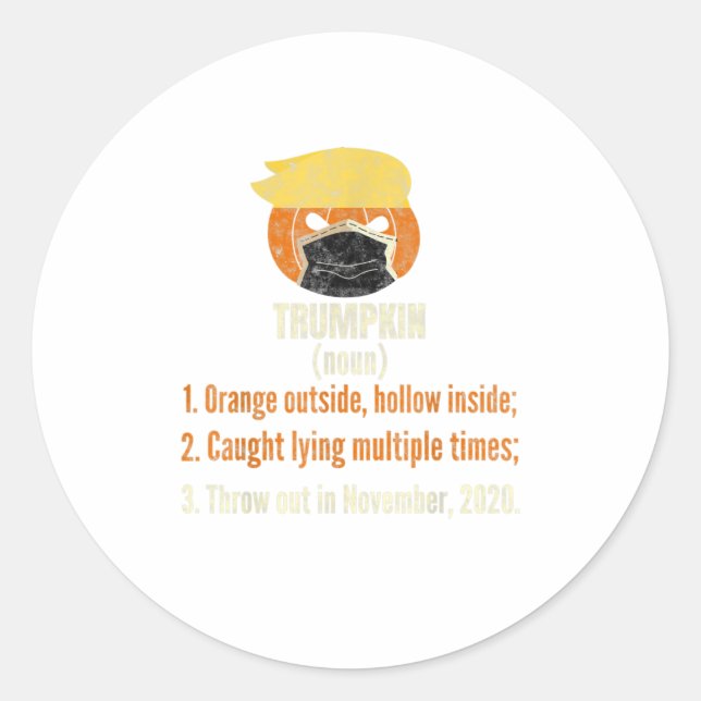 Masked Pumpkin Trumpkin Funny Halloween Anti Classic Round Sticker (Front)