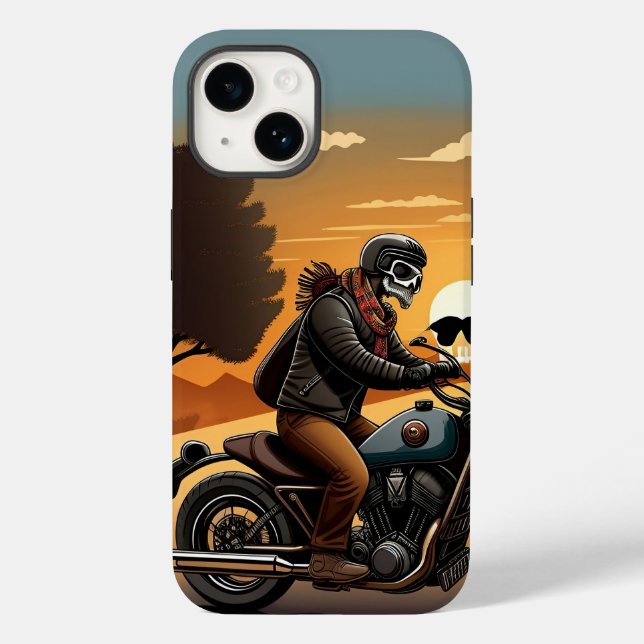💀 Masked Skull Rider Cruising Through Urban Case-Mate iPhone Case (Back)