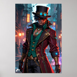 Masked Steampunk Gentleman – Charisma and Shadows  Poster