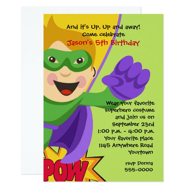 Masked Superhero Birthday Invitation