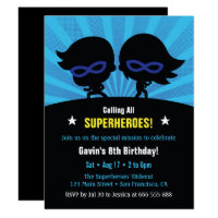 Masked Superheroes Kids Birthday Party Invitations